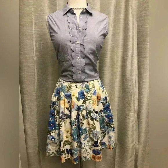 TALBOTS Floral Pleated A-Line Skirt | Size 4P - Picture 8 of 8